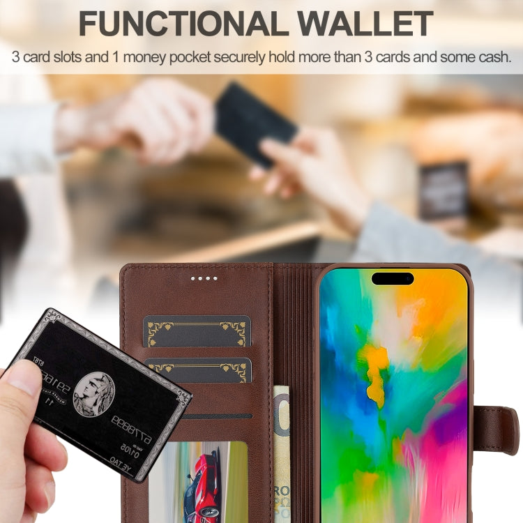 LC.IMEEKE Calf Texture Horizontal Flip Leather Case For iPhone 16 Pro Max(Brown) - iPhone 16 Pro Max Cases by LC.IMEEKE | Online Shopping South Africa | PMC TechLife | Buy Now Pay Later Mobicred