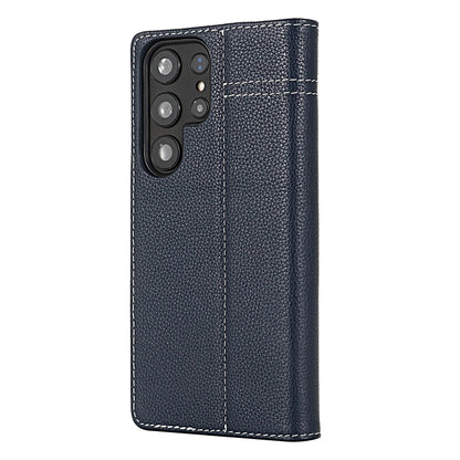 For Samsung Galaxy S24 5G GEBEI Top-grain Horizontal Flip Leather Phone Case(Blue) - Galaxy S24 5G Cases by GEBEI | Online Shopping South Africa | PMC Jewellery | Buy Now Pay Later Mobicred