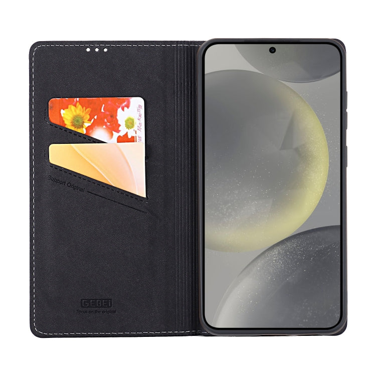 For Samsung Galaxy S24+ 5G GEBEI Top-grain Horizontal Flip Leather Phone Case(Black) - free shipping - PMC Jewellery - Order now!