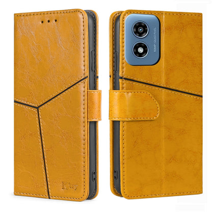 For Motorola Moto G Play 4G 2024 Geometric Stitching Leather Phone Case(Yellow) - Motorola Cases by PMC Jewellery | Online Shopping South Africa | PMC Jewellery | Buy Now Pay Later Mobicred