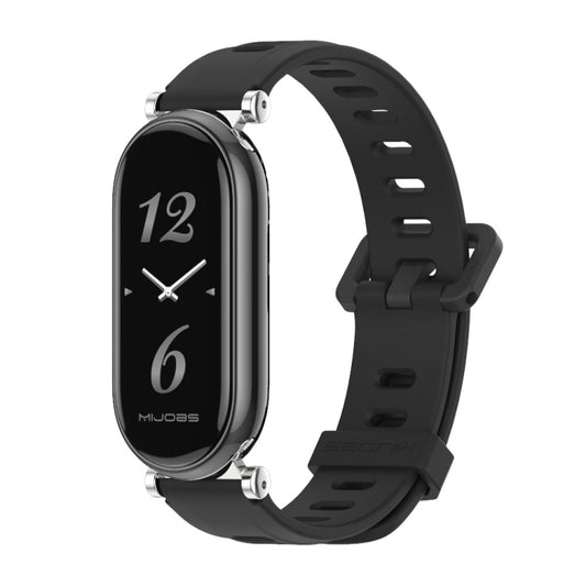 For Xiaomi Mi Band 8 Mijobs GT4 Flat Hole Silicone Watch Band(Black Silver) - Watch Bands by MIJOBS | Online Shopping South Africa | PMC Jewellery