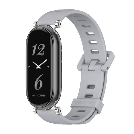 For Xiaomi Mi Band 8 Mijobs GT4 Flat Hole Silicone Watch Band(Grey Silver) - Watch Bands by MIJOBS | Online Shopping South Africa | PMC Jewellery