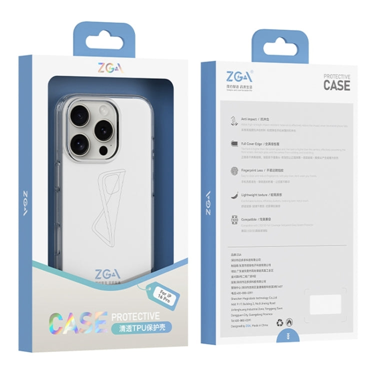 For iPhone 16 Pro ZGA Clear TPU Shockproof Phone Case(Transparent) - iPhone 16 Pro Cases by ZGA | Online Shopping South Africa | PMC Jewellery | Buy Now Pay Later Mobicred