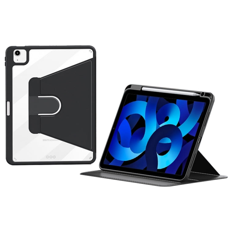 For iPad Air 10.9 2022 / 2020 ZGA Tri-Fold 360 Rotation Smart Leather Tablet Case(Black) - free shipping - PMc TechLife - Order now!