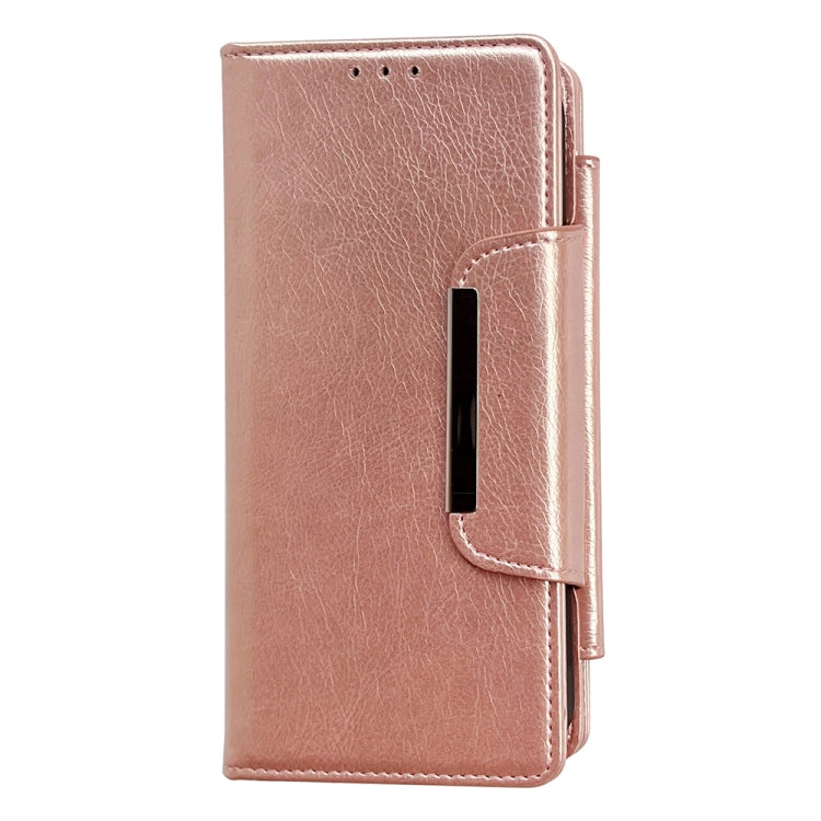 For iPhone 16 Pro Max Multifunctional Seven Cards Wallet Leather Phone Case(Rose Gold) - iPhone 16 Pro Max Cases by PMC Jewellery | Online Shopping South Africa | PMC Jewellery | Buy Now Pay Later Mobicred