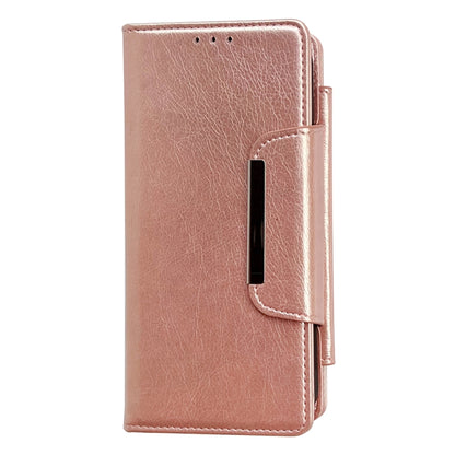 For iPhone 16 Plus Multifunctional Seven Cards Wallet Leather Phone Case(Rose Gold) - iPhone 16 Plus Cases by PMC Jewellery | Online Shopping South Africa | PMC Jewellery | Buy Now Pay Later Mobicred