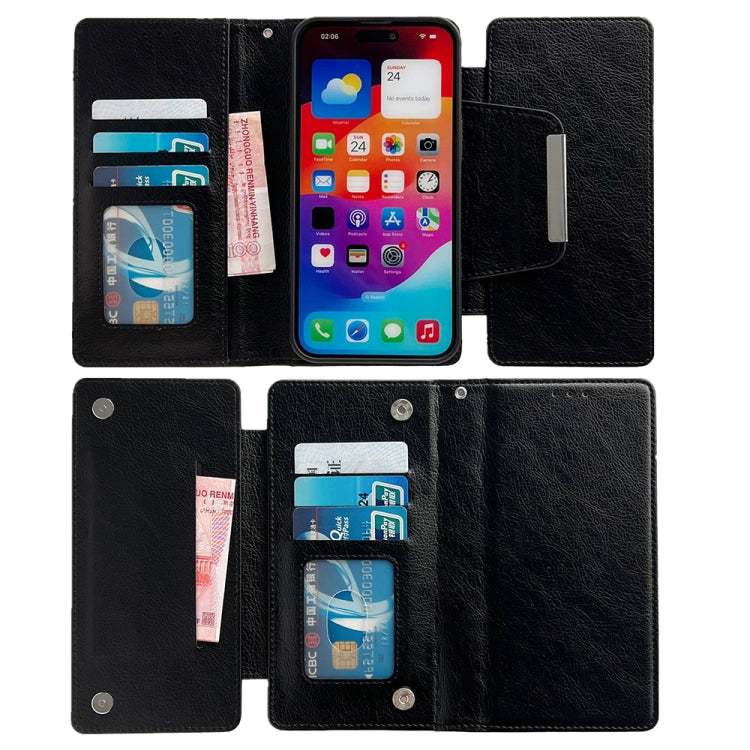 For iPhone 16 Multifunctional 7-Cards Wallet Leather Phone Case(Black) - free shipping - PMC Jewellery - Order now!