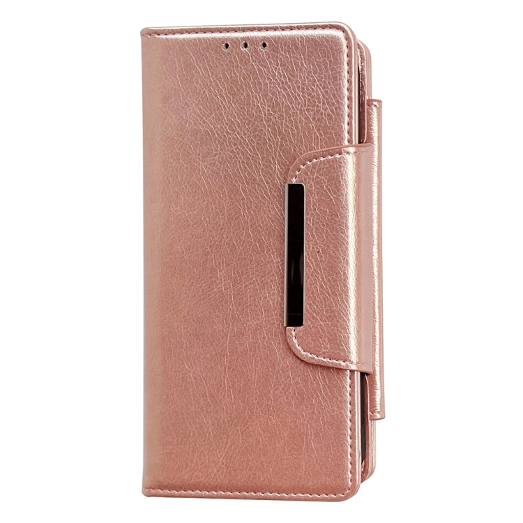 For iPhone 16 Multifunctional 7-Cards Wallet Leather Phone Case(Rose Gold) - iPhone 16 Cases by PMC Jewellery | Online Shopping South Africa | PMC Jewellery | Buy Now Pay Later Mobicred