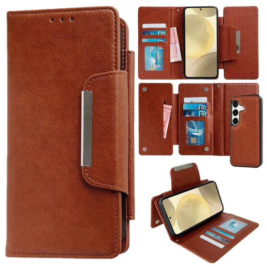 For Samsung Galaxy S24+ 5G Multifunctional 7-Card Wallet Leather Phone Case(Brown) - Galaxy S24+ 5G Cases by PMC Jewellery | Online Shopping South Africa | PMC Jewellery | Buy Now Pay Later Mobicred