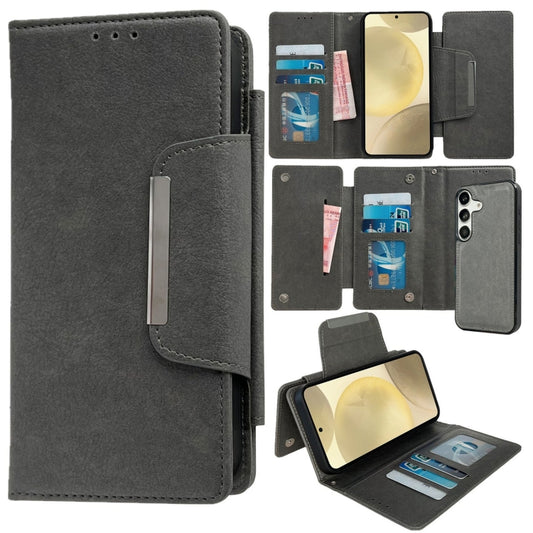 For Samsung Galaxy S24 5G Multifunctional 7-Card Wallet Leather Phone Case(Grey) - Galaxy S24 5G Cases by PMC Jewellery | Online Shopping South Africa | PMC Jewellery | Buy Now Pay Later Mobicred