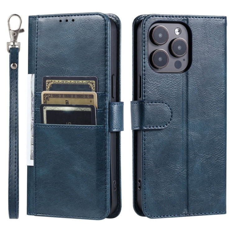 For iPhone 16 Pro Simple 6-Card Wallet Leather Phone Case(Navy Blue) - iPhone 16 Pro Cases by PMC Jewellery | Online Shopping South Africa | PMC Jewellery | Buy Now Pay Later Mobicred