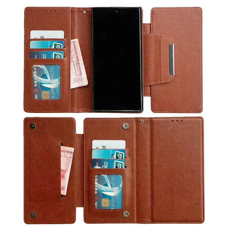 For Google Pixel 7 Pro Multifunctional 7-Card Wallet Leather Phone Case(Brown) - Google Cases by PMC TechLife | Online Shopping South Africa | PMC TechLife | Buy Now Pay Later Mobicred