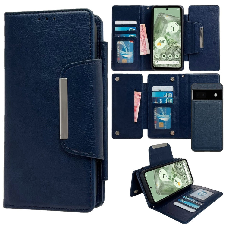 For Google Pixel 6 Multifunctional 7-Card Wallet Leather Phone Case(Royal Blue) - Google Cases by PMC TechLife | Online Shopping South Africa | PMC TechLife | Buy Now Pay Later Mobicred