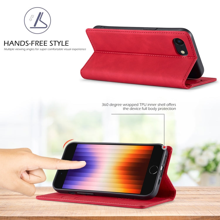 For iPhone SE 2024 LC.IMEEKE Strong Magnetic Leather Phone Case with Holder & Card Slots & Wallet(Red) - More iPhone Cases by LC.IMEEKE | Online Shopping South Africa | PMC Jewellery | Buy Now Pay Later Mobicred