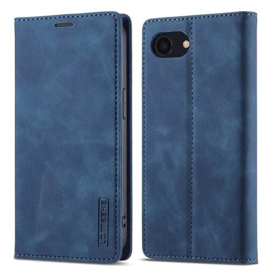 For iPhone SE 2024 LC.IMEEKE Strong Magnetic Leather Phone Case with Holder & Card Slots & Wallet(Blue) - More iPhone Cases by LC.IMEEKE | Online Shopping South Africa | PMC Jewellery | Buy Now Pay Later Mobicred