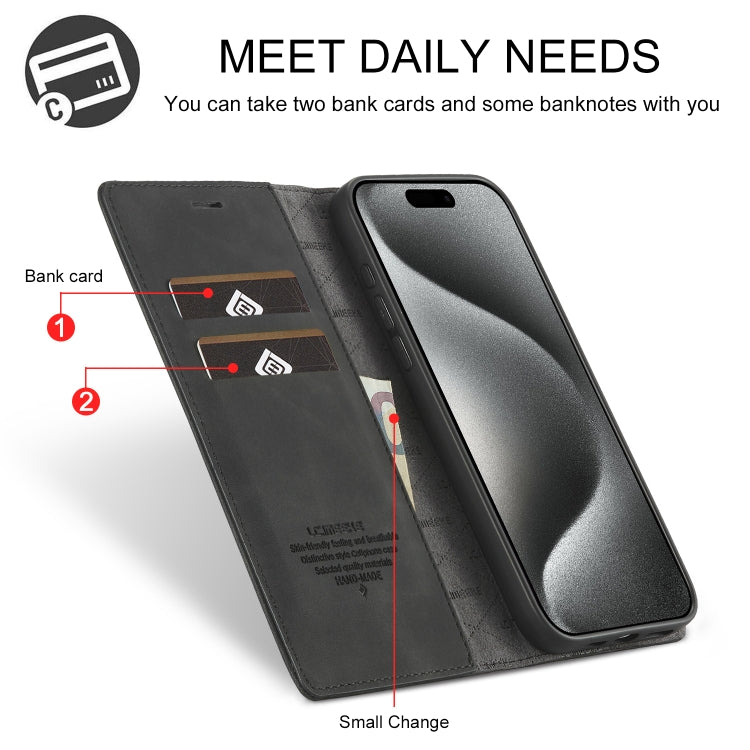 For iPhone 16 Pro LC.IMEEKE Strong Magnetism Microfiber Leather Phone Case(Black) - iPhone 16 Pro Cases by LC.IMEEKE | Online Shopping South Africa | PMC Jewellery | Buy Now Pay Later Mobicred