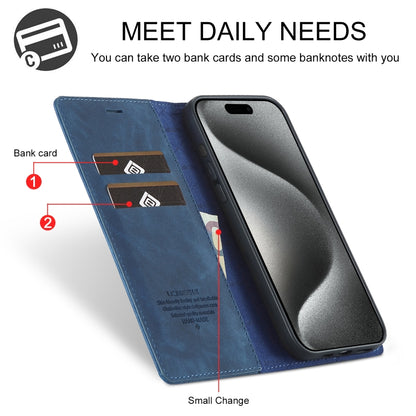 For iPhone 16 Pro Max LC.IMEEKE Strong Magnetism Microfiber Leather Phone Case(Blue) - iPhone 16 Pro Max Cases by LC.IMEEKE | Online Shopping South Africa | PMC Jewellery | Buy Now Pay Later Mobicred