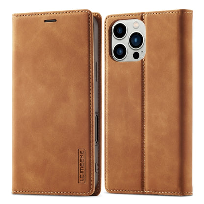 For iPhone 16 Pro Max LC.IMEEKE Strong Magnetism Microfiber Leather Phone Case(Brown) - iPhone 16 Pro Max Cases by LC.IMEEKE | Online Shopping South Africa | PMC Jewellery | Buy Now Pay Later Mobicred