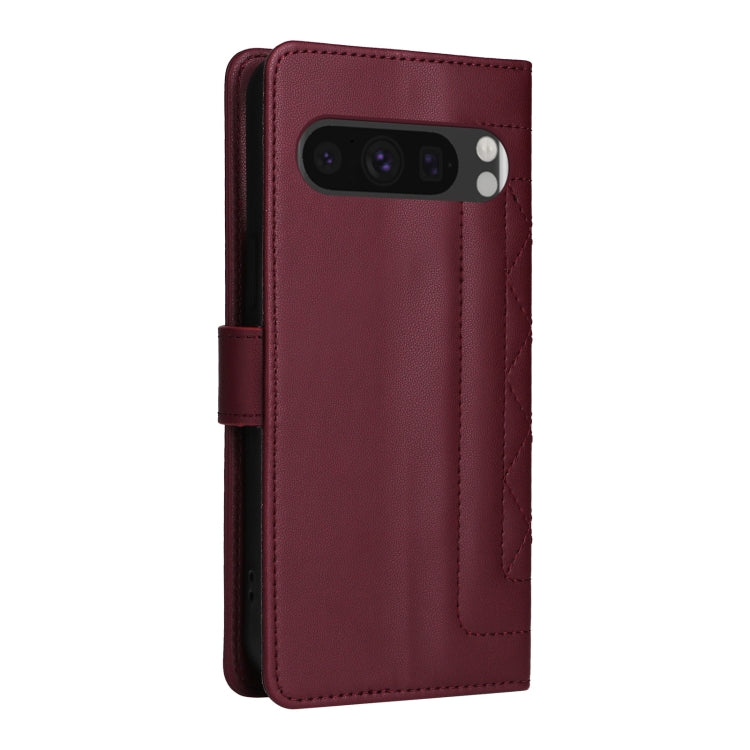 For Google Pixel 9 Diamond Lattice Leather Flip Phone Case(Wine Red) - Google Cases by PMC Jewellery | Online Shopping South Africa | PMC Jewellery | Buy Now Pay Later Mobicred