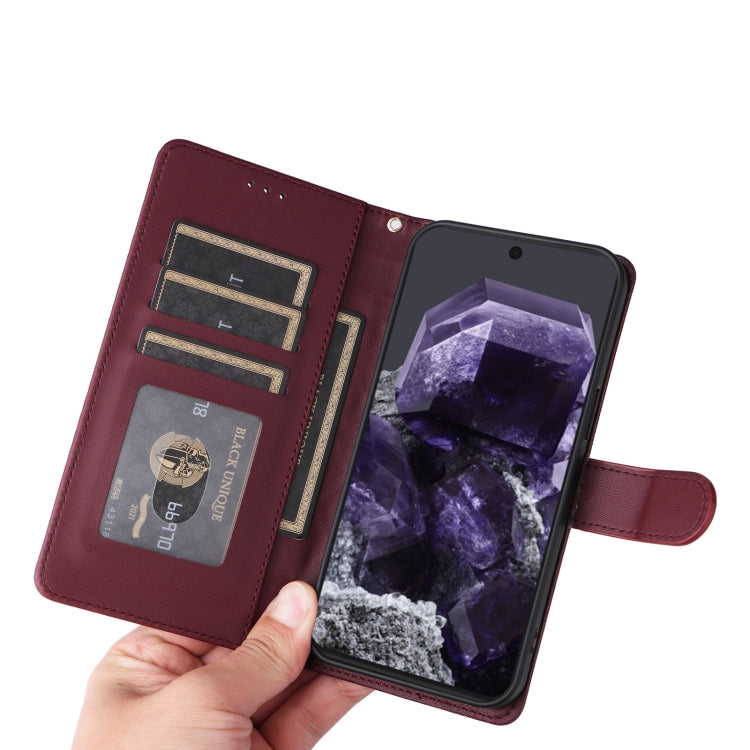 For Google Pixel 9 Diamond Lattice Leather Flip Phone Case(Wine Red) - Google Cases by PMC TechLife | Online Shopping South Africa | PMC TechLife | Buy Now Pay Later Mobicred