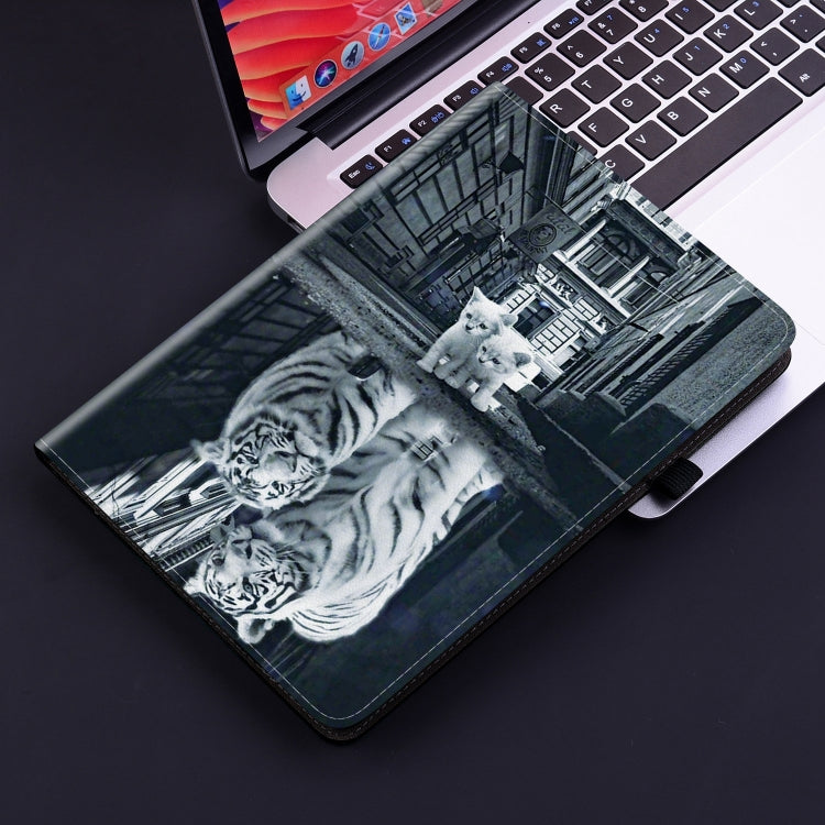 For Honor Pad 9 12.1 Crystal Texture Painted Leather Tablet Case(Cat Reflection Tiger) - Honor by PMC TechLife | Online Shopping South Africa | PMC TechLife | Buy Now Pay Later Mobicred