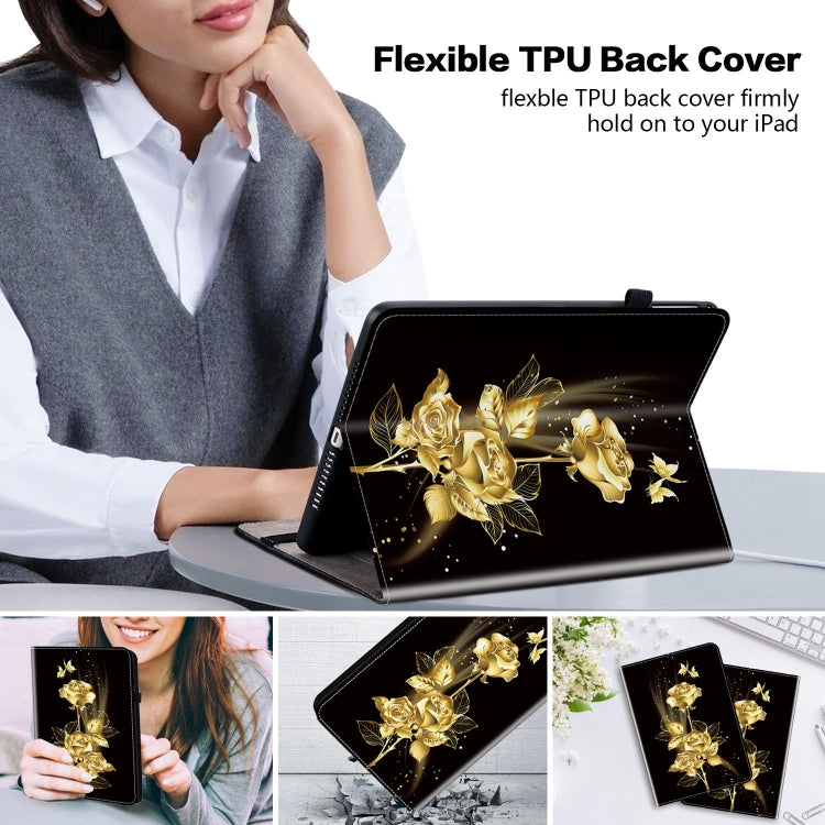 For OPPO Pad Air Crystal Texture Painted Leather Tablet Case(Gold Butterfly Rose) - OPPO by PMC TechLife | Online Shopping South Africa | PMC TechLife | Buy Now Pay Later Mobicred
