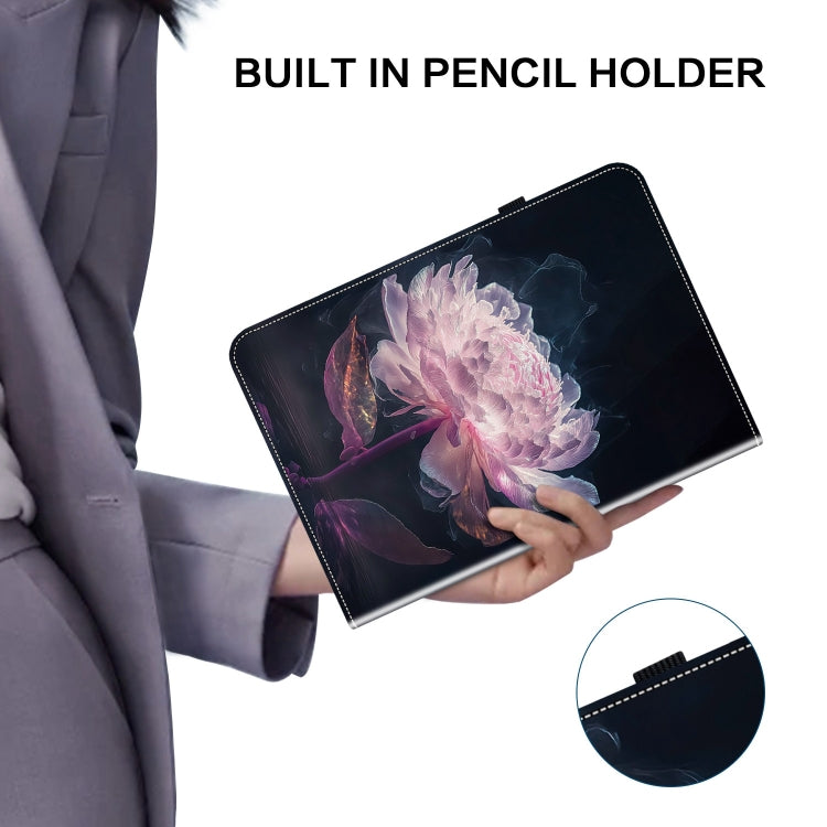 For Realme Pad 2 11.5 Crystal Texture Painted Leather Tablet Case(Purple Peony) - Realme by PMC TechLife | Online Shopping South Africa | PMC TechLife | Buy Now Pay Later Mobicred