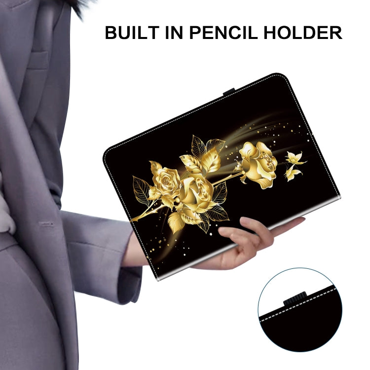 For Amazon Fire Max 11 Crystal Texture Painted Leather Tablet Case(Gold Butterfly Rose) - Amazon by PMC TechLife | Online Shopping South Africa | PMC TechLife | Buy Now Pay Later Mobicred