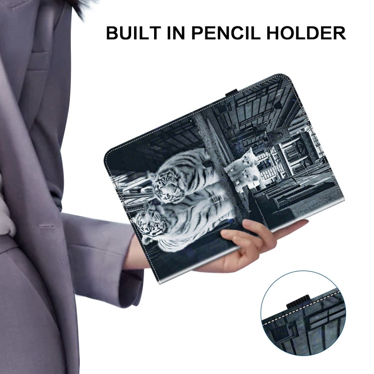 For Amazon Fire HD10 2023 Crystal Texture Painted Leather Tablet Case(Cat Reflection Tiger) - Amazon by PMC TechLife | Online Shopping South Africa | PMC TechLife | Buy Now Pay Later Mobicred