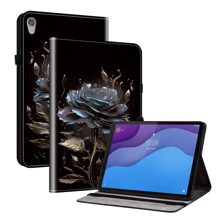 For Lenovo Tab M10 HD Gen2 Crystal Texture Painted Leather Tablet Case(Black Rose) - Lenovo by PMC TechLife | Online Shopping South Africa | PMC TechLife | Buy Now Pay Later Mobicred