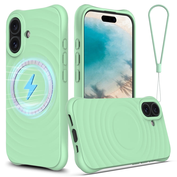 For iPhone 16 Plus Wave Texture MagSafe Magnetic Liquid Silicone Phone Case(Green) - iPhone 16 Plus Cases by PMC Jewellery | Online Shopping South Africa | PMC Jewellery | Buy Now Pay Later Mobicred