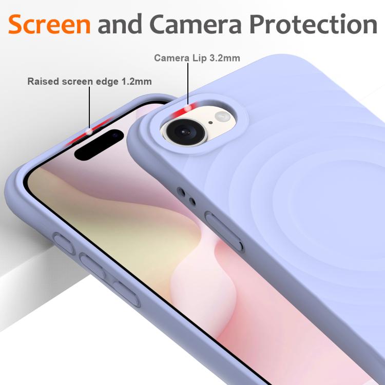 For iPhone 16e Wave Texture MagSafe Magnetic Liquid Silicone Phone Case(Purple) - iPhone 16e Cases by PMC TechLife | Online Shopping South Africa | PMC TechLife | Buy Now Pay Later Mobicred
