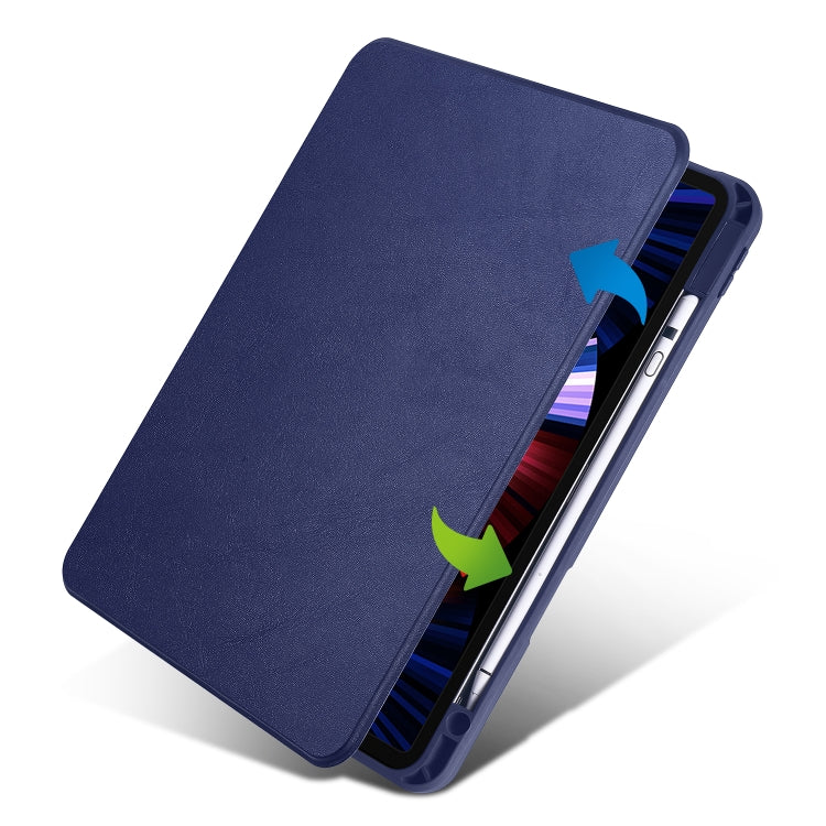 For iPad Air 11 2024 Acrylic 360 Degree Rotation Holder Leather Tablet Case(Dark Blue) - iPad Air 11 2024 Cases by PMC Jewellery | Online Shopping South Africa | PMC Jewellery | Buy Now Pay Later Mobicred