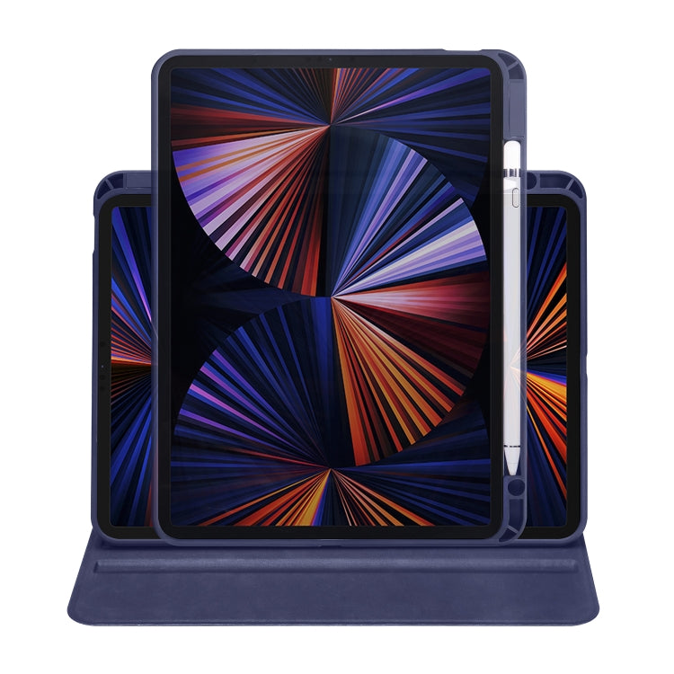 For iPad Air 11 2024 Acrylic 360 Degree Rotation Holder Leather Tablet Case(Dark Blue) - iPad Air 11 2024 Cases by PMC Jewellery | Online Shopping South Africa | PMC Jewellery | Buy Now Pay Later Mobicred