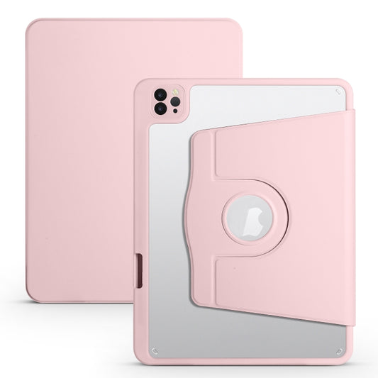 For iPad Pro 11 2024 Acrylic 360 Degree Rotation Holder Leather Tablet Case(Sand Pink) - iPad Pro 11 2024 Cases by PMC Jewellery | Online Shopping South Africa | PMC Jewellery | Buy Now Pay Later Mobicred