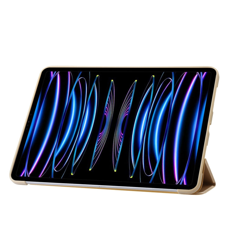 For iPad Pro 13 2024 Three-fold Holder Flip Tablet Leather Case(Gold) - iPad Pro 13 2024 Cases by PMC TechLife | Online Shopping South Africa | PMC TechLife | Buy Now Pay Later Mobicred
