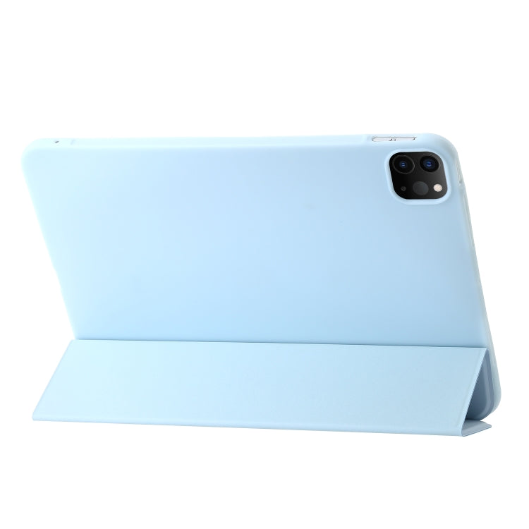 For iPad Pro 11 2024 Three-fold Holder Flip Tablet Leather Case(Sky Blue) - iPad Pro 11 2024 Cases by PMC TechLife | Online Shopping South Africa | PMC TechLife | Buy Now Pay Later Mobicred