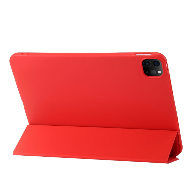For iPad Pro 11 2024 Three-fold Holder Flip Tablet Leather Case(Red) - iPad Pro 11 2024 Cases by PMC TechLife | Online Shopping South Africa | PMC TechLife | Buy Now Pay Later Mobicred