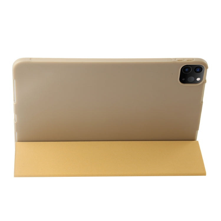 For iPad Pro 11 2024 Three-fold Holder Flip Tablet Leather Case(Gold) - iPad Pro 11 2024 Cases by PMC Jewellery | Online Shopping South Africa | PMC Jewellery | Buy Now Pay Later Mobicred