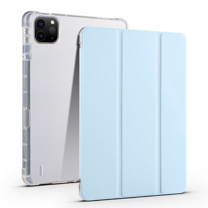 For iPad Pro 11 2024 3-fold Clear TPU Smart Leather Tablet Case with Pen Slot(Ice Blue) - iPad Pro 11 2024 Cases by PMC Jewellery | Online Shopping South Africa | PMC Jewellery | Buy Now Pay Later Mobicred