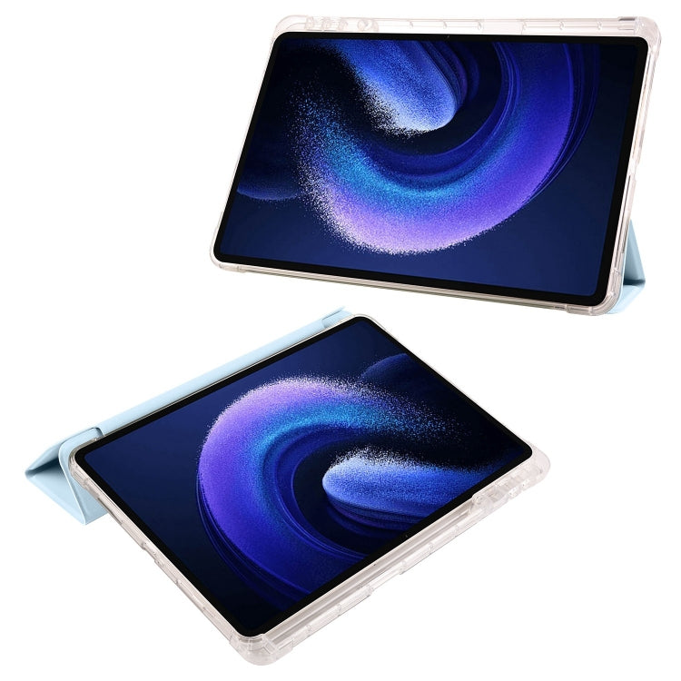 For iPad Pro 11 2024 3-fold Clear TPU Smart Leather Tablet Case with Pen Slot(Ice Blue) - iPad Pro 11 2024 Cases by PMC TechLife | Online Shopping South Africa | PMC TechLife | Buy Now Pay Later Mobicred