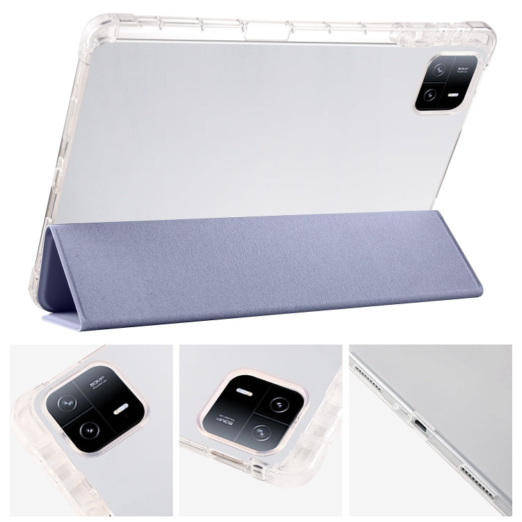 For iPad Air 11 2025 / 2024 3-fold Clear TPU Smart Leather Tablet Case with Pen Slot(Lavender Purple) - iPad Air 11 2025 / 2024 Cases by PMC Jewellery | Online Shopping South Africa | PMC Jewellery | Buy Now Pay Later Mobicred