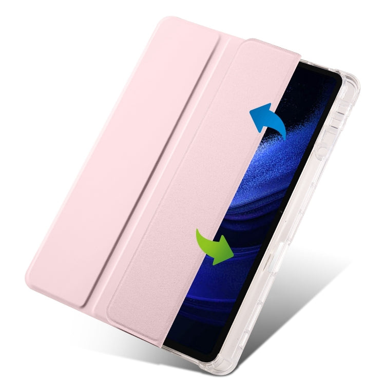 For iPad Air 13 2024 3-fold Clear TPU Smart Leather Tablet Case with Pen Slot(Sand Pink) - iPad Air 13 2024 Cases by PMC Jewellery | Online Shopping South Africa | PMC Jewellery | Buy Now Pay Later Mobicred