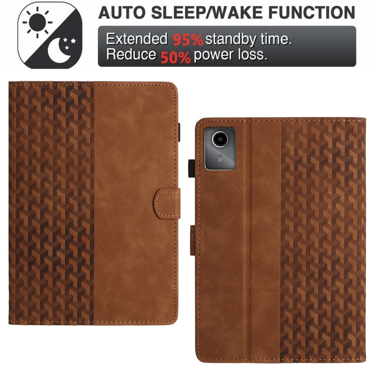 For Lenovo Tab M11/Xiaoxin Pad 11 2024 Building Blocks Embossed Leather Smart Tablet Case(Brown) - Lenovo by PMC Jewellery | Online Shopping South Africa | PMC Jewellery | Buy Now Pay Later Mobicred