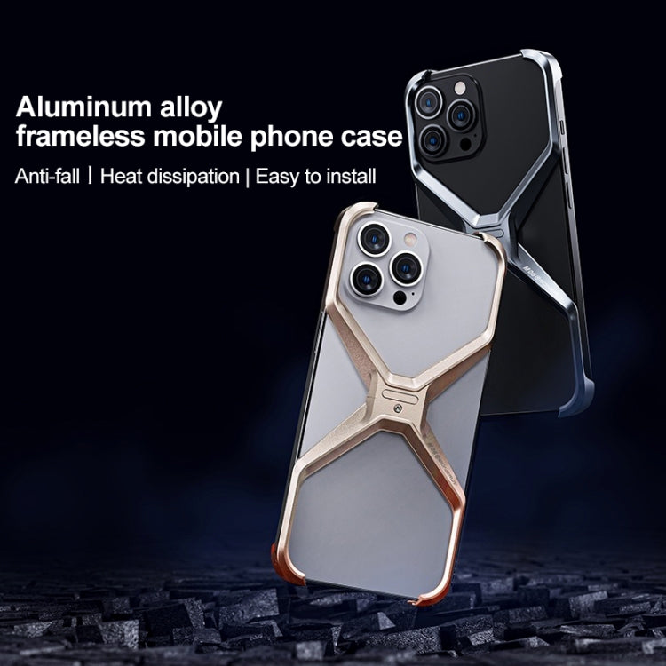 For iPhone 15 Frameless X-shaped Metal Phone Case(Grey) - iPhone 15 Cases by PMC Jewellery | Online Shopping South Africa | PMC Jewellery | Buy Now Pay Later Mobicred