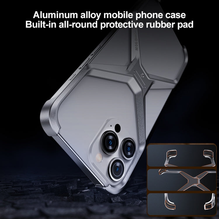 For iPhone 15 Frameless X-shaped Metal Phone Case(Grey) - iPhone 15 Cases by PMC Jewellery | Online Shopping South Africa | PMC Jewellery | Buy Now Pay Later Mobicred