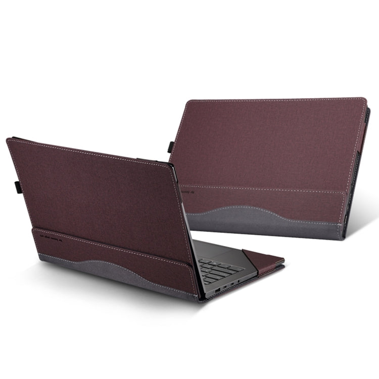 For HP Laptop 14s-dp / 14-dk / 14s-dk Leather Laptop Shockproof Protective Case(Wine Red) - Screen & Keyboard Cover by PMC Jewellery | Online Shopping South Africa | PMC Jewellery | Buy Now Pay Later Mobicred