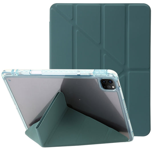 For iPad Pro 13 2024 Clear Acrylic Deformation Leather Tablet Case(Dark Green) - iPad Pro 13 2024 Cases by PMC Jewellery | Online Shopping South Africa | PMC Jewellery | Buy Now Pay Later Mobicred