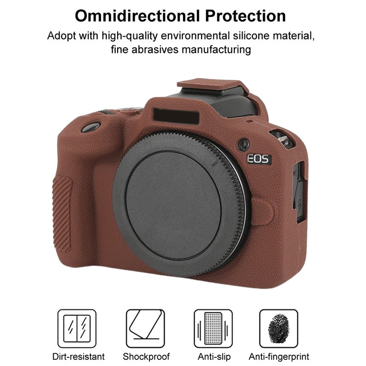 For Canon EOS R100 Litchi Texture Soft Silicone Protective Case(Coffee) - Protective Case by PMC TechLife | Online Shopping South Africa | PMC TechLife | Buy Now Pay Later Mobicred