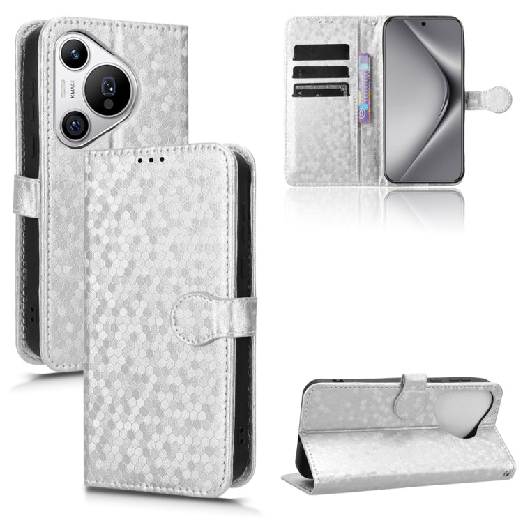 For Huawei Pura 70 Honeycomb Dot Texture Leather Phone Case(Silver) - Huawei Cases by PMC Jewellery | Online Shopping South Africa | PMC Jewellery | Buy Now Pay Later Mobicred